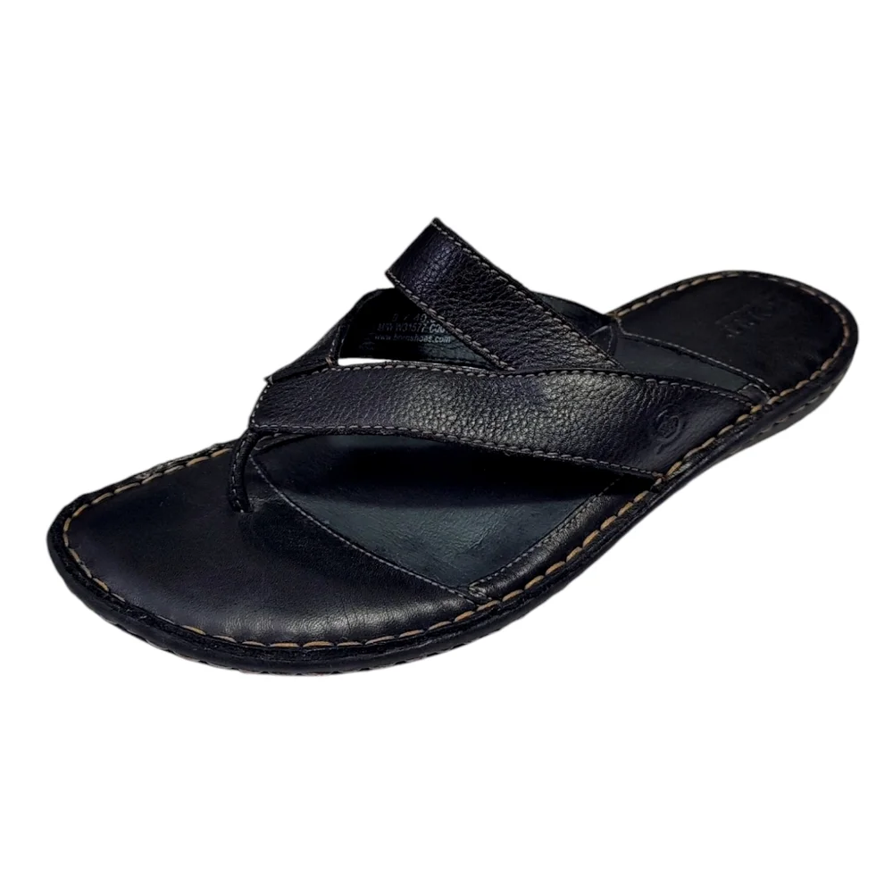 Born Black Leather Crisscross Slide Sandals - Picture 10 of 10
